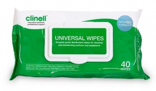 Wipe Clinell Disinfectant Universal 40pk