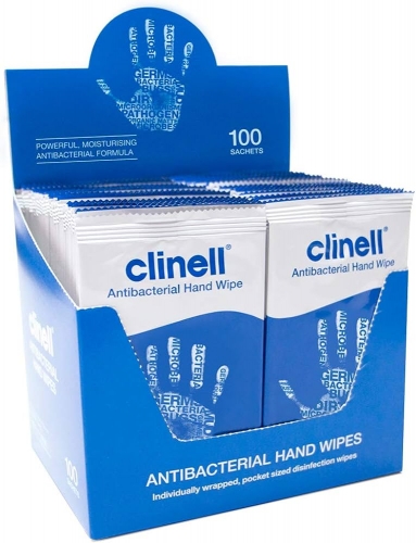 Clinell Antibacterial Hand Wipe 100 Singles