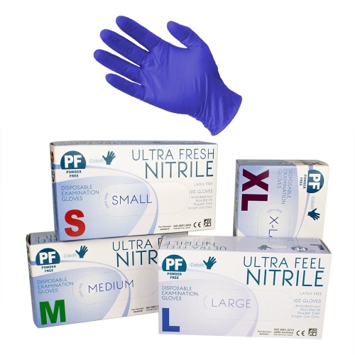 Gloves Nitrile PFree BLUE LGE 100